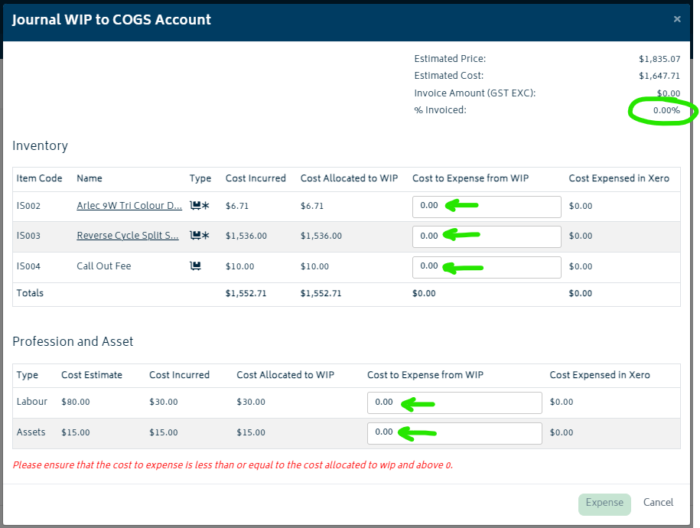 Simple Wip Account Example Using the WIP mode - Gojee App: Xero Business Management Software
