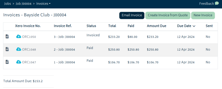 Job Actions - Gojee App: Xero Business Management Software