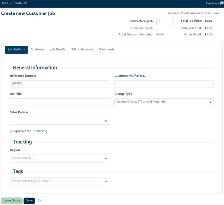 Create a Job - Gojee App: Xero Business Management Software
