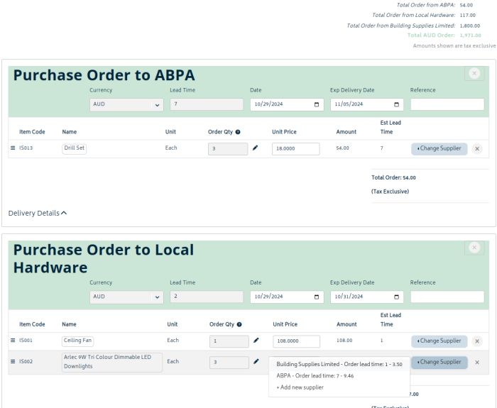 Create Purchase Orders - Gojee App: Xero Business Management Software