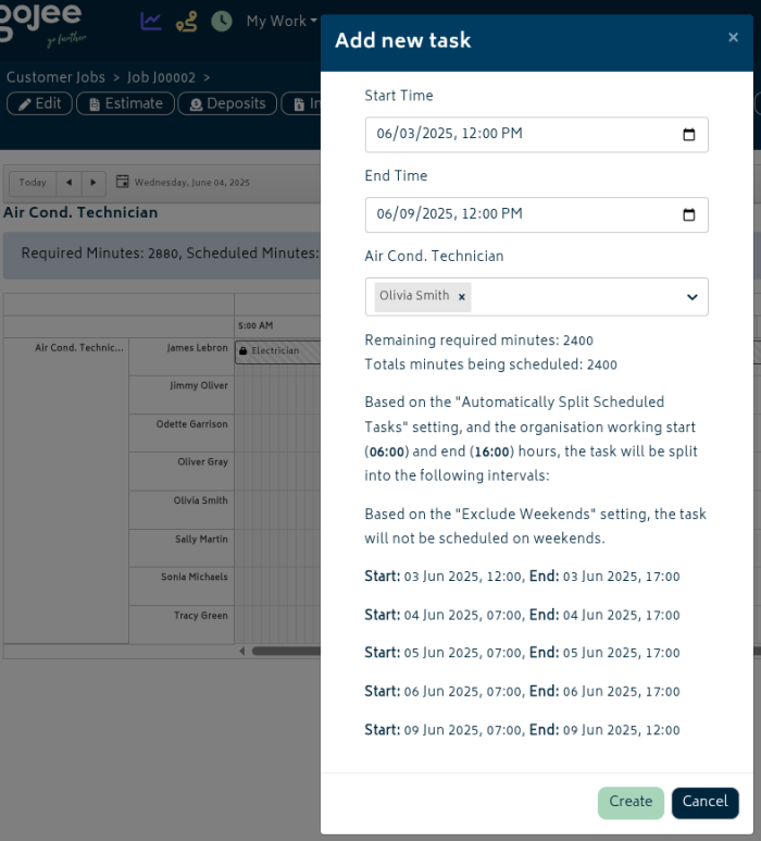 Task Split Organisation Settings - Gojee App: Xero Business Management Software